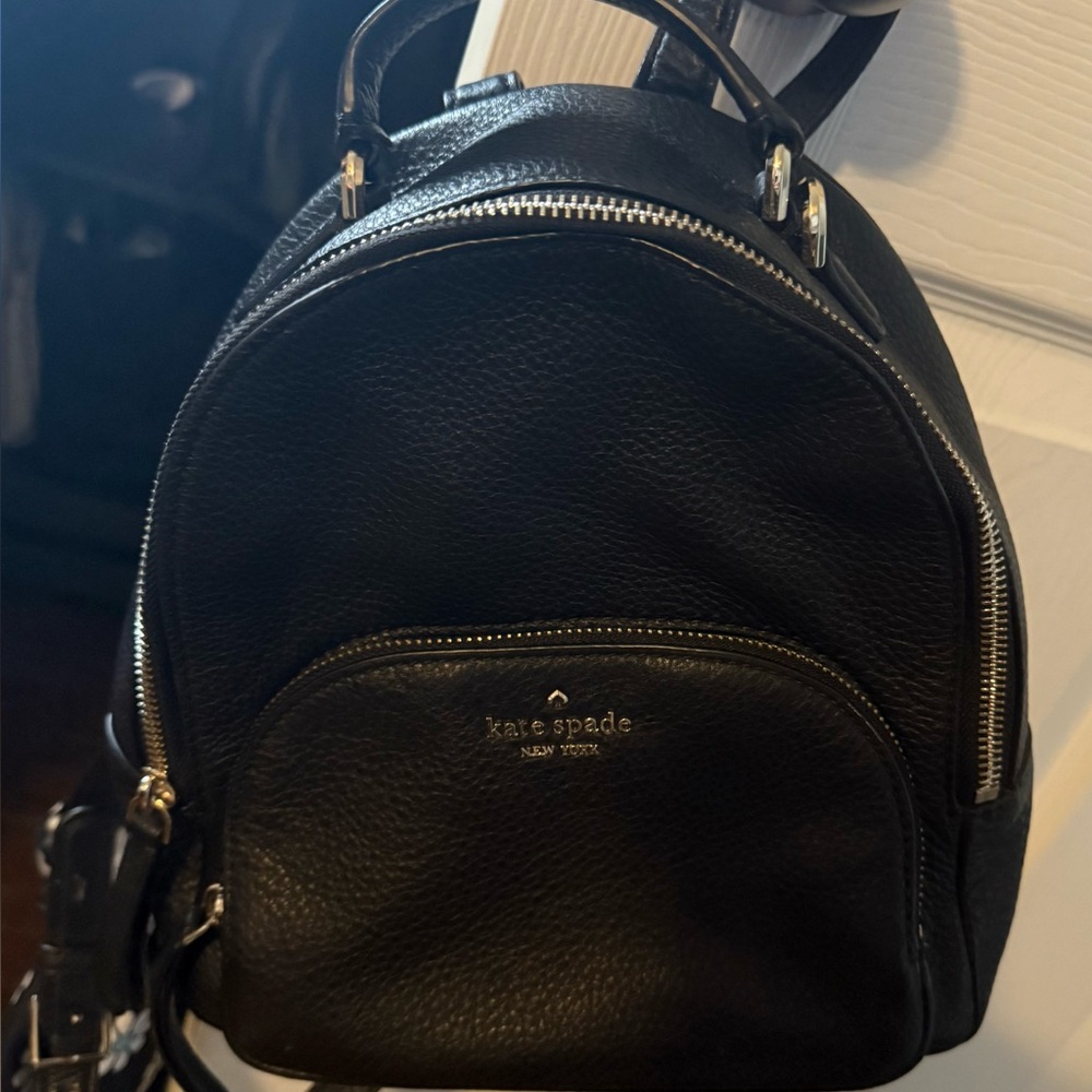 Kate Spade Black Pebbled Leather Backpack